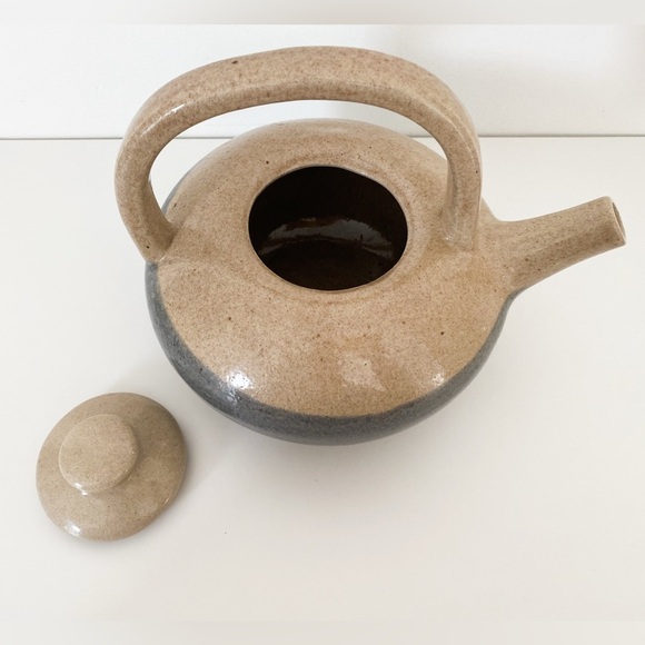 Handmade Pottery Teapot – Rustic Glazed Stoneware Ceramic, Beige and Grey - Picture 9 of 11